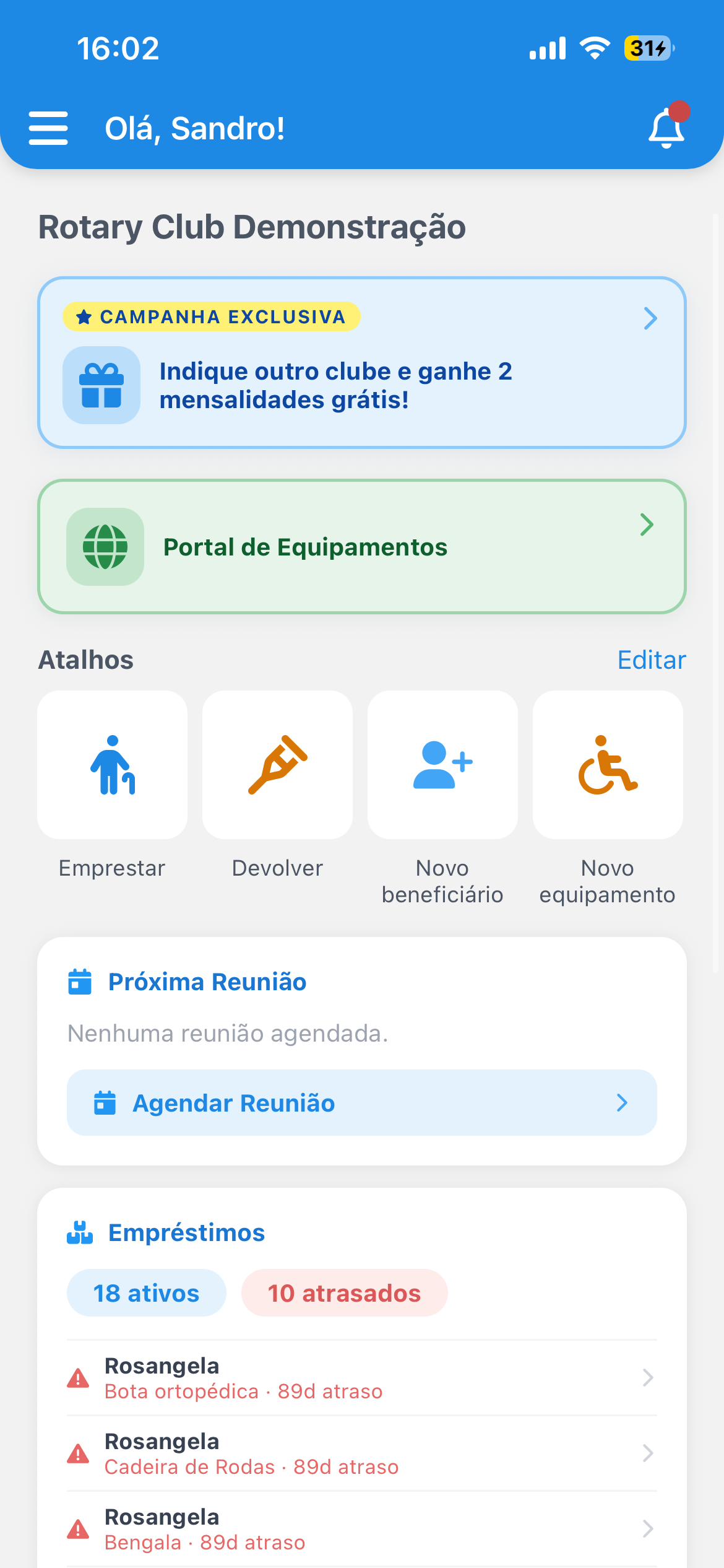 A tela de Início